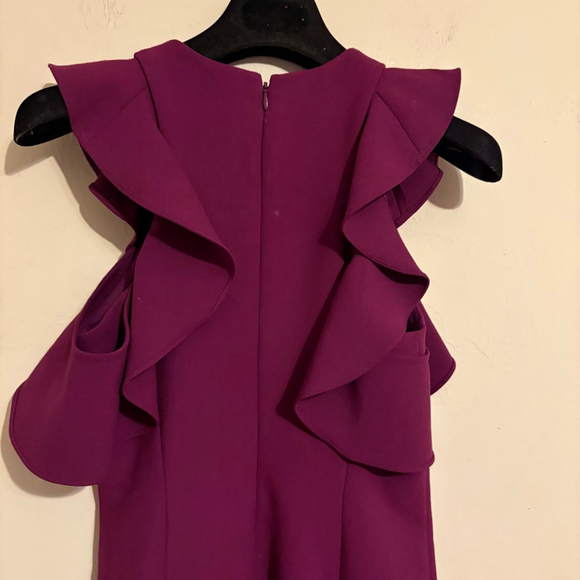 Cinq à Sept Micah Asymmetrical Purple Cold Shoulder Dress Size 2 - Picture 3 of 15